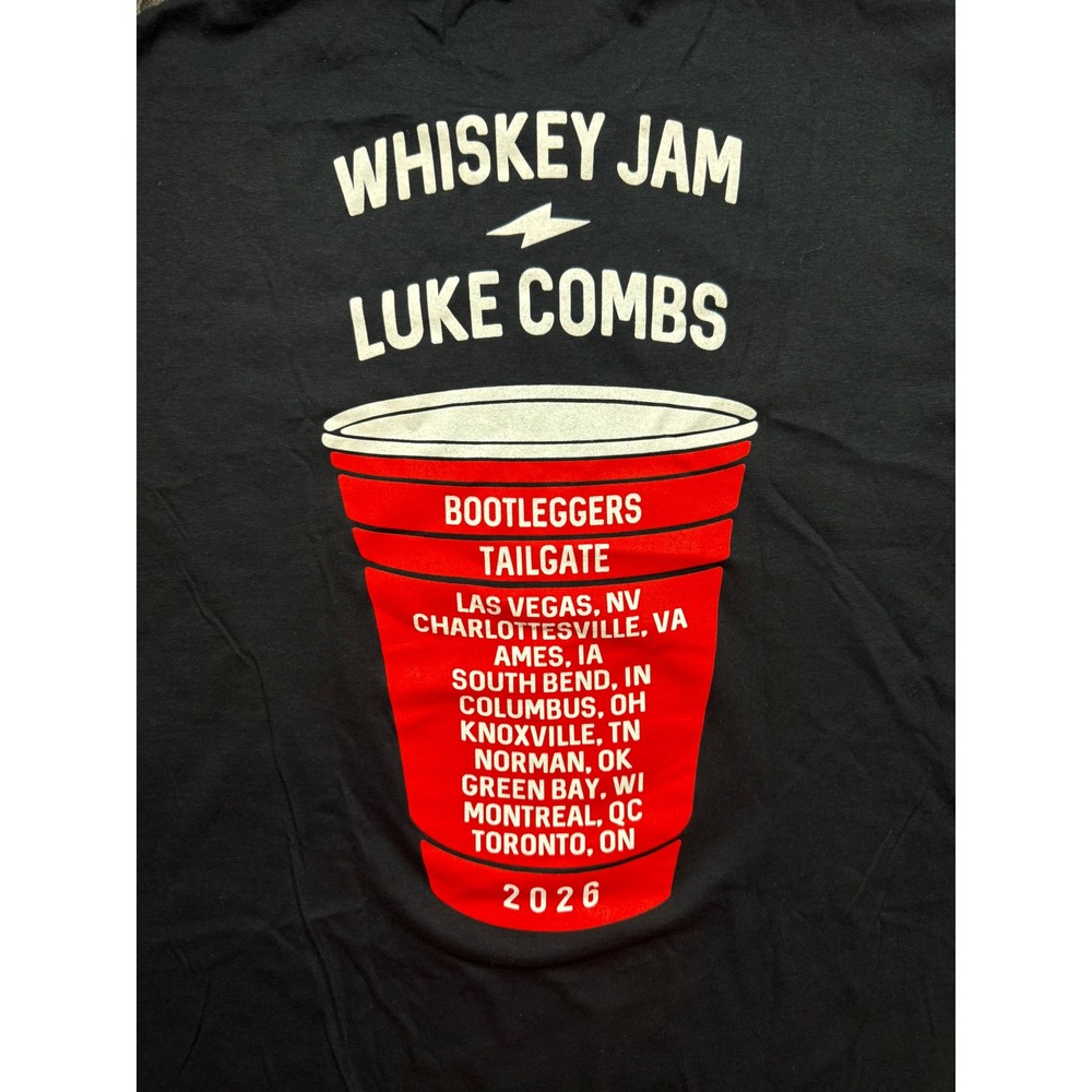 Luke Combs Whiskey Jam Bootleggers Tailgate 2026 Stadium Tour T-Shirt Black L - Picture 7 of 8